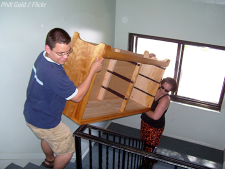 Moving furniture into an apartment
